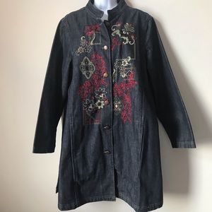 Units Woman Denim Embroidered Jean Jacket Coat